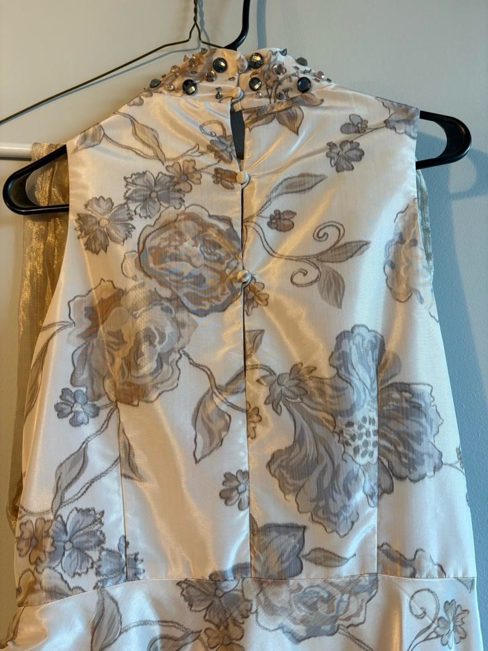 Teri Jon Floral Satin High-Neck Maxi Dress - Picture 4 of 4